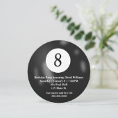 Zwart biljart acht bal verjaardagsfeestje kaart (Staand voorkant)