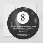 Zwart biljart acht bal verjaardagsfeestje kaart (Voorkant)