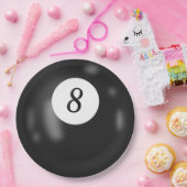 Zwart biljart acht bal verjaardagsfeestje papieren bordje (Feest)