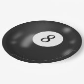 Zwart biljart acht bal verjaardagsfeestje papieren bordje (Gekanteld)