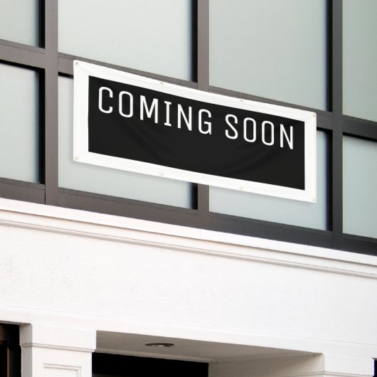 Zwart Binnenkort Banner (Buitenkant Gebouw)