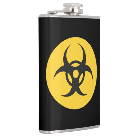 Zwart Biohazard gelabeld met oz vinyl verpakte kol Heupfles (Rechts)