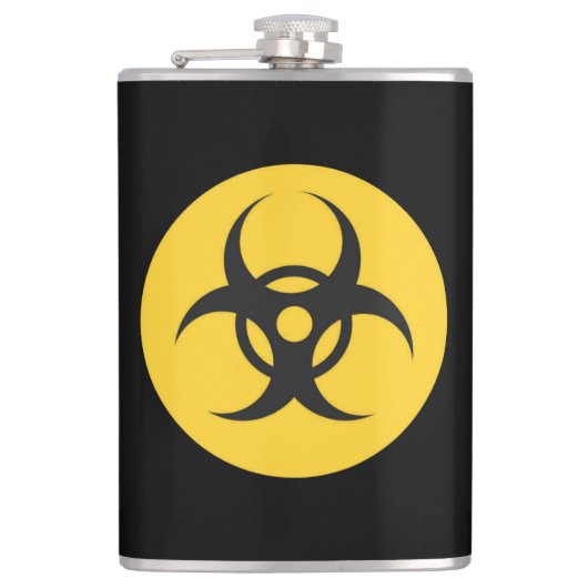 Zwart Biohazard gelabeld met oz vinyl verpakte kol Heupfles (Voorkant)