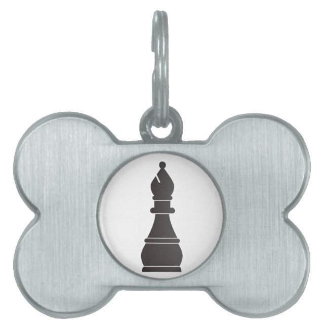 Zwart bisschopsmaakstuk huisdieren naamplaatje (voorkant)