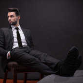 Zwart Bitcoin-symboolcontourpatroon Stropdas