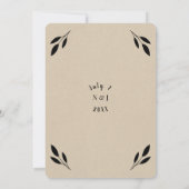 Zwart blad botanisch rustiek modern kraft bruiloft kaart (Achterkant)