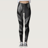 Zwart blad patroon leggings (Voorkant)