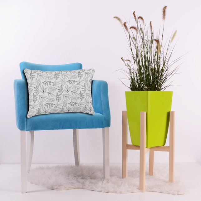 Zwart blad patroon zacht grijs accent kussen (Creator heeft geüpload)