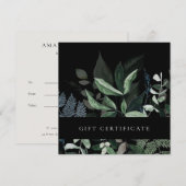 Zwart Blad Tropisch Bladgroen Varen Cadeaubon Kaart (Voorkant / Achterkant)