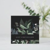 Zwart Blad Tropisch Bladgroen Varen Cadeaubon Kaart (Staand voorkant)