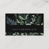 Zwart Blad Tropisch Bladgroen Varen Cadeaubon Visitekaartje (Voorkant)