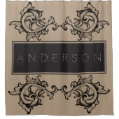 Zwart  Bladeren Glam Rocker - Gepersonaliseerd Douchegordijn (Voorkant)