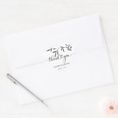 Zwart Bladeren Witte Achtergrond Trouwen Dank u Hart Sticker (Envelop)