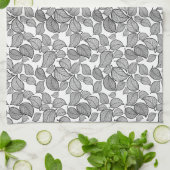 Zwart Bladeren Witte Keuken Handdoeken (Gevouwen)