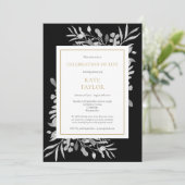 Zwart Bladgroen Goud Viering van het Leven Foto Kaart (Staand voorkant)