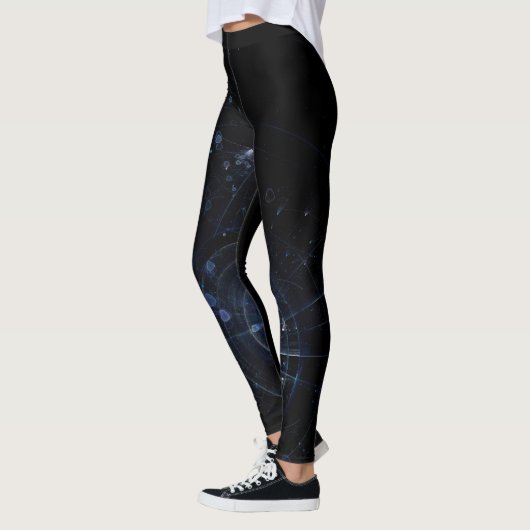 Zwart Blauw Abstract Achtergrond Leggings (Links)