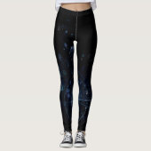Zwart Blauw Abstract Achtergrond Leggings (Voorkant)