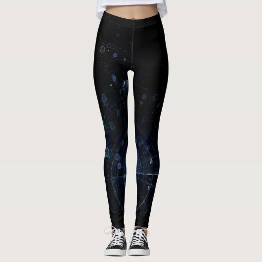 Zwart Blauw Abstract Achtergrond Leggings (Voorkant)