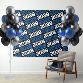 Zwart & Blauw Afstudeerfeest Achtergrond Wandkleed