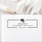 Zwart blauw Afstuderen Klasse Pet en Tassel Adres Etiket (Insitu)