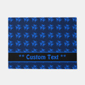 Zwart-blauw biogevaarsymbool Doormat met tekst Deurmat (Voorkant)