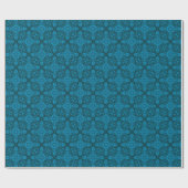 Zwart-blauw- blauw-fractal Kaleidoscoop Cadeaupapier (Vlak)