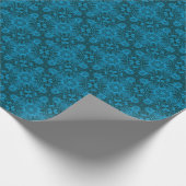 Zwart-blauw- blauw-fractal Kaleidoscoop Cadeaupapier (Hoek)