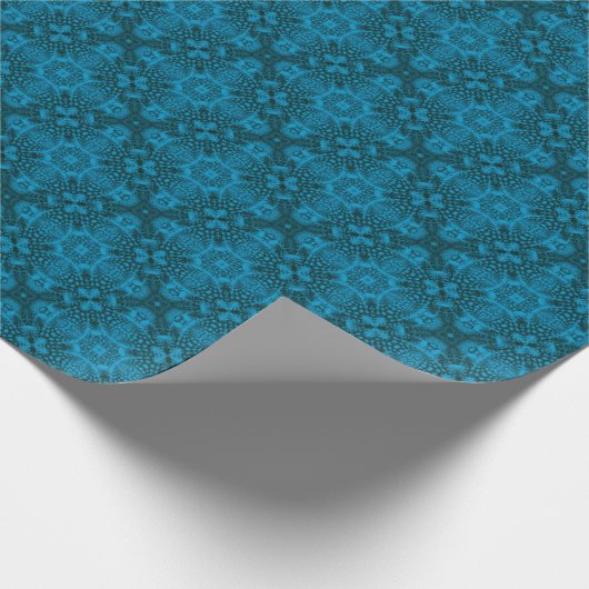 Zwart-blauw- blauw-fractal Kaleidoscoop Cadeaupapier (Hoek)