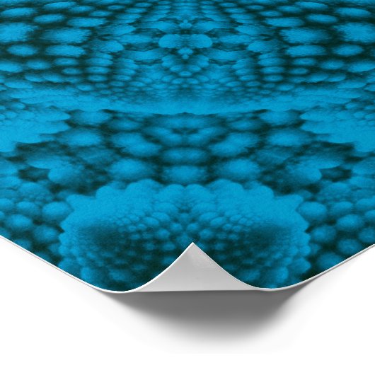 Zwart-blauw- blauw-fractal Kaleidoscoop Poster (Hoek)