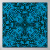 Zwart-blauw- blauw-fractal Kaleidoscoop Poster (Voorkant)