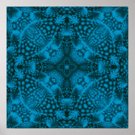 Zwart-blauw- blauw-fractal Kaleidoscoop Poster