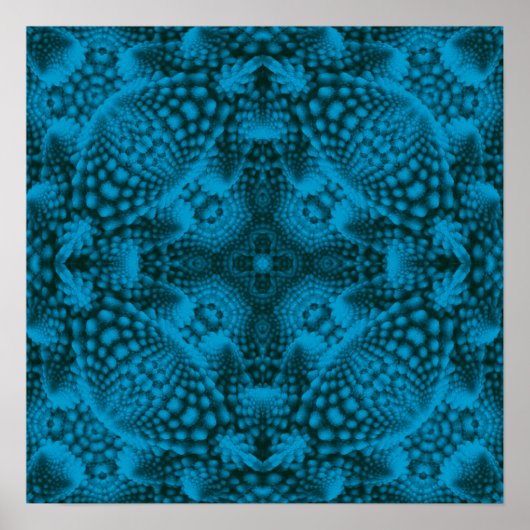 Zwart-blauw- blauw-fractal Kaleidoscoop Poster (Voorkant)
