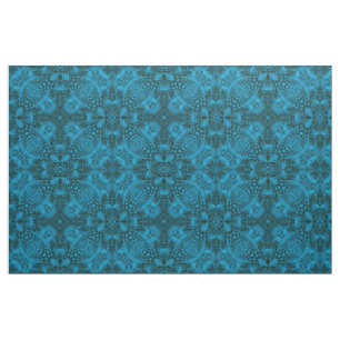Zwart-blauw- blauw-fractal Kaleidoscoop Stof