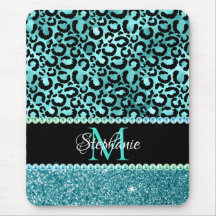 Zwart-blauw Blauwgroen leopard Girly Glam Monogram