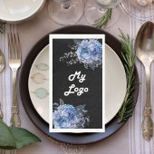 Zwart blauw bloemen business logo servet