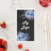 Zwart blauw bloemen business logo servet (Insitu)