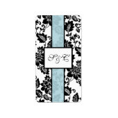 Zwart/Blauw Bloemen Damask Bruiloft Hershey Wrappe Etiket (Voorkant)