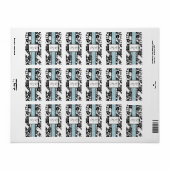 Zwart/Blauw Bloemen Damask Bruiloft Hershey Wrappe Etiket (Full Sheet)
