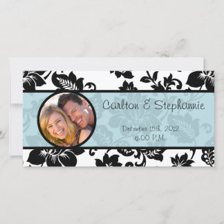 Zwart/Blauw Bloemen Damask Foto Aankondiging