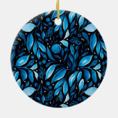 Zwart & Blauw Botanisch Gepersonaliseerd Ornament (Achterkant)
