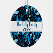 Zwart-blauw-botanisch gepersonaliseerd versierings keramisch ornament (Rechts)