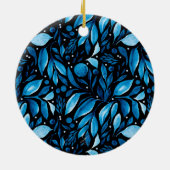 Zwart-blauw-botanisch gepersonaliseerd versierings keramisch ornament (Achterkant)