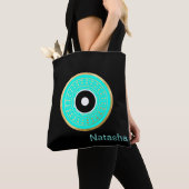 Zwart, blauw boviaal oog, speciaal gepersonaliseer tote bag (Dichtbij)