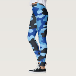 Zwart Blauw Camo Leggings - Tactical Yoga Broek