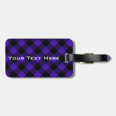Zwart Blauw Check Bagagelabel met aangepaste tekst (Achterkant horizontaal)