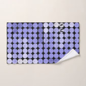 Zwart Blauw Cirkelpatroon Monogram Pickleball Handdoek (Handdoek)