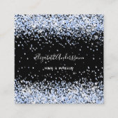 Zwart blauw confetti profiel foto qr code vierkante visitekaartje (Voorkant)