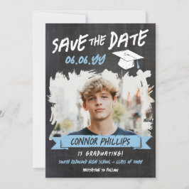 Zwart Blauw Cool Chalk Foto Afstuderen Save The Date