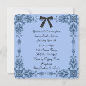 Zwart Blauw Damask Baby Boy Shower Kaart (Achterkant)