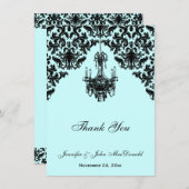 Zwart Blauw Damask Kroonluchter Dank u Kaart (Voorkant / Achterkant)
